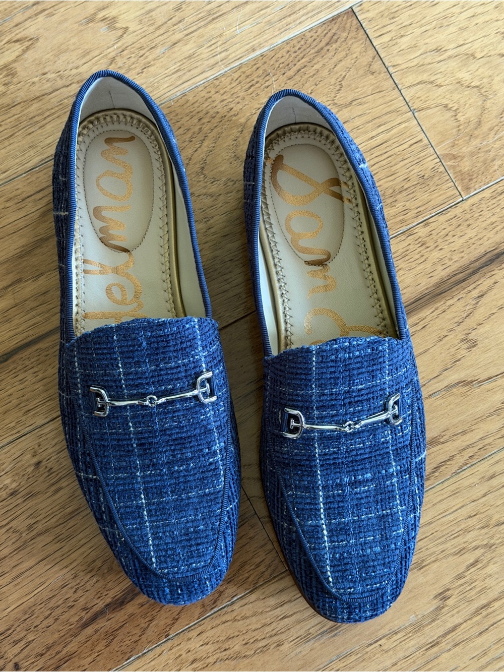 Sam Edelman Women Blue Tweed Bit Loafers
